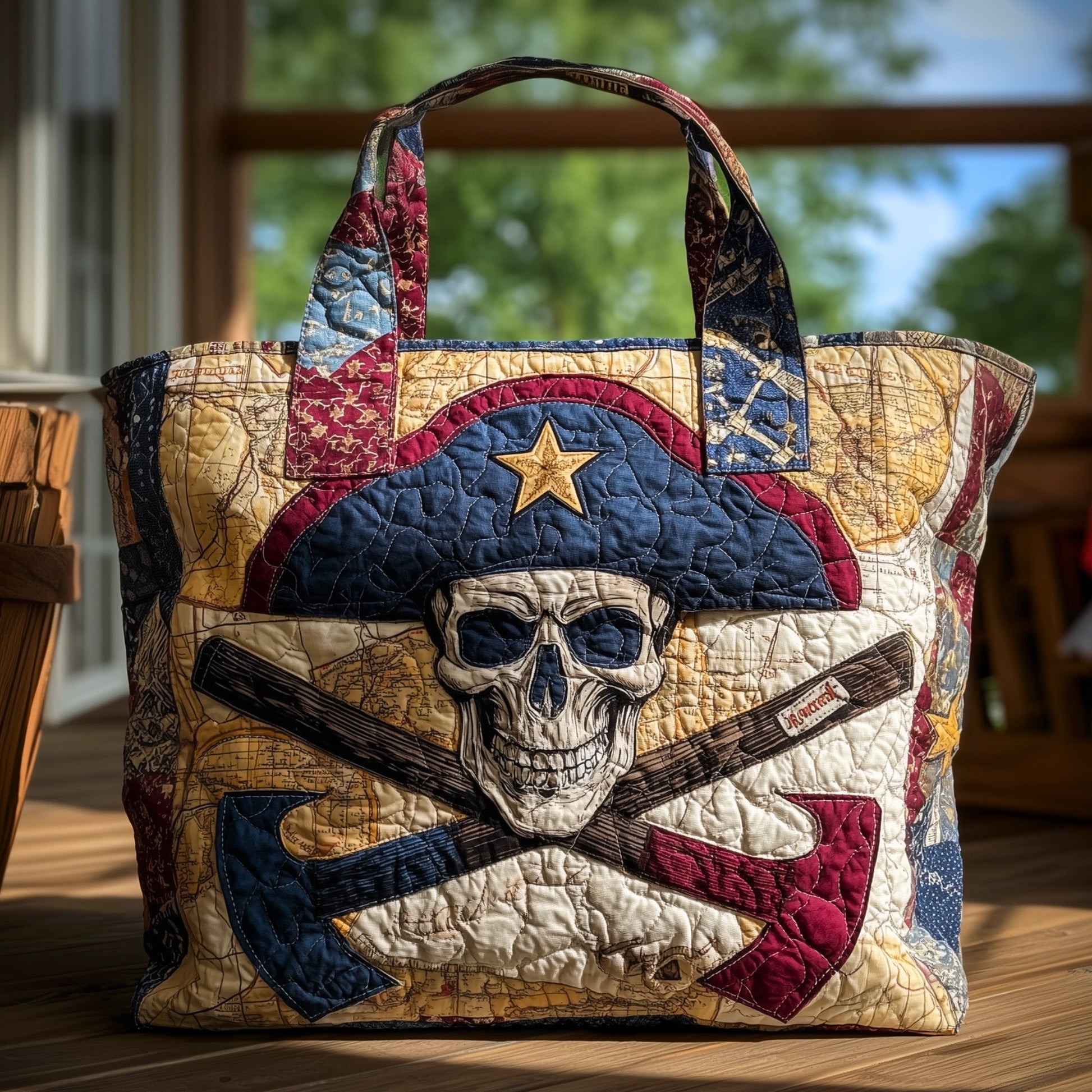 The Pirate Skull Quilted Tote