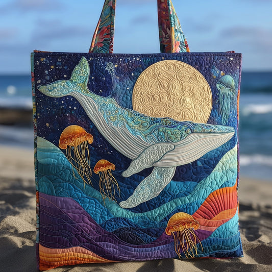 The Majestic Whale Quilted Tote
