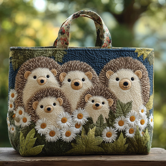 Everyday Hedgehogs Daisies Quilted Tote