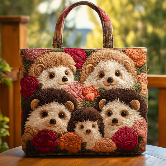 Everyday Hedgehogs Flowers Quilted Tote