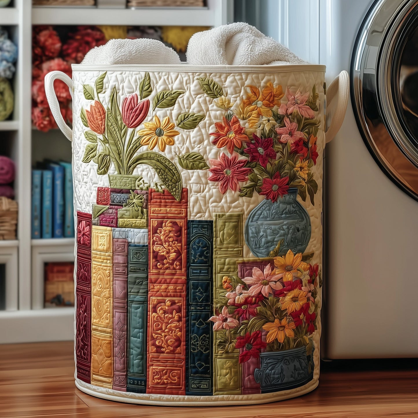 The Bookish Quilted Laundry Basket Tote 9622