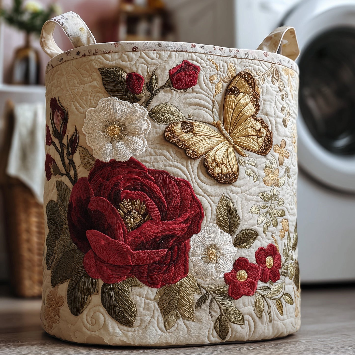 The Butterfly Heaven Quilted Laundry Basket Tote 9690