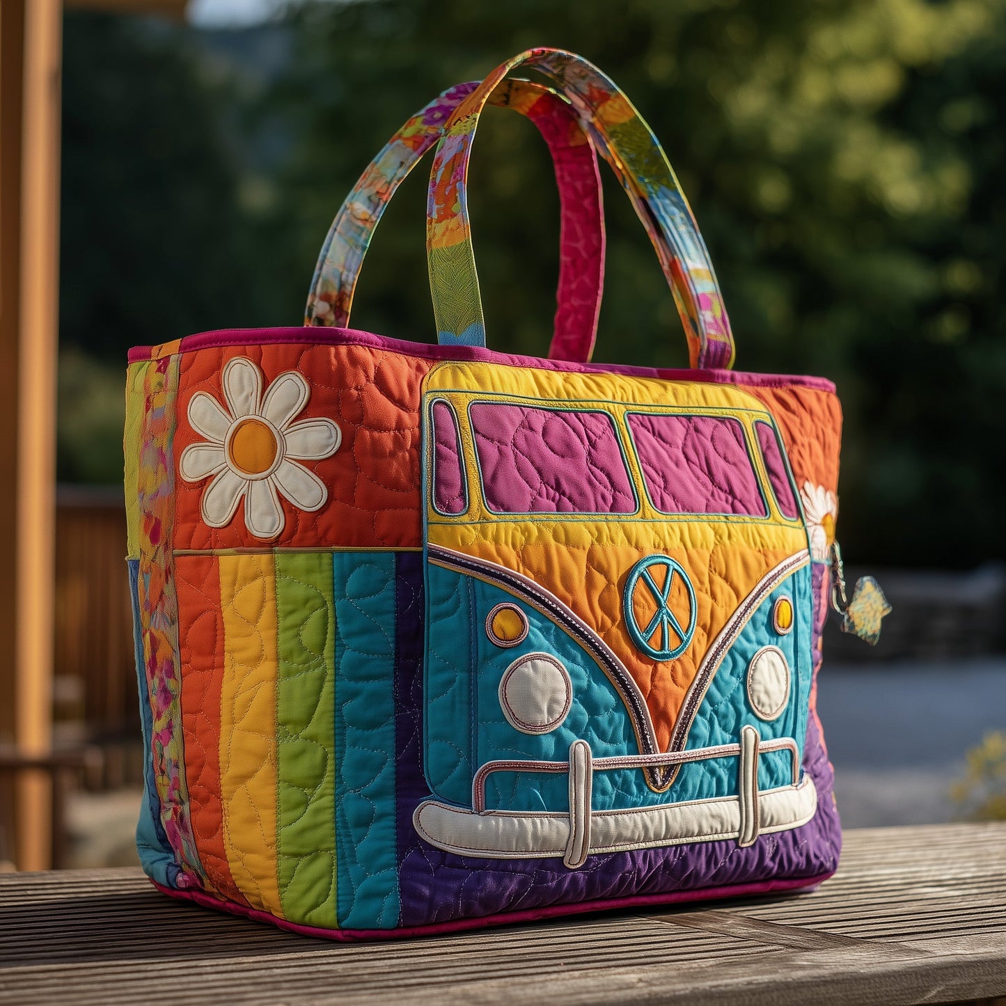 Colorful Retro Van Tote Bag