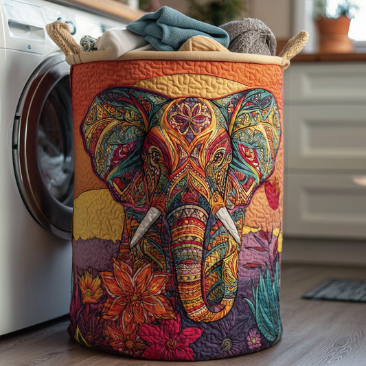The Vibrant Elephant Quilted Laundry Basket Tote