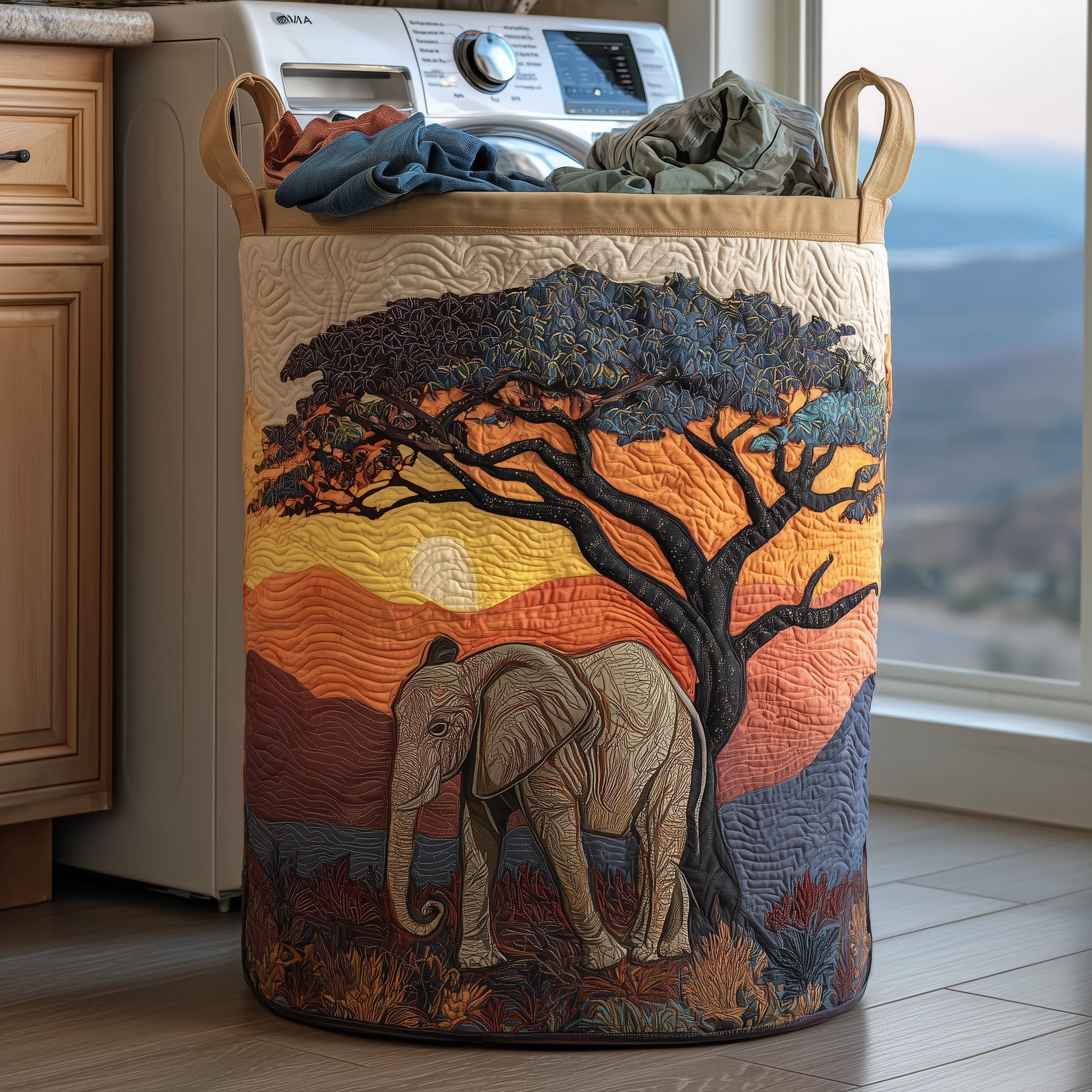 The Elephant Spirit Quilted Laundry Basket Tote