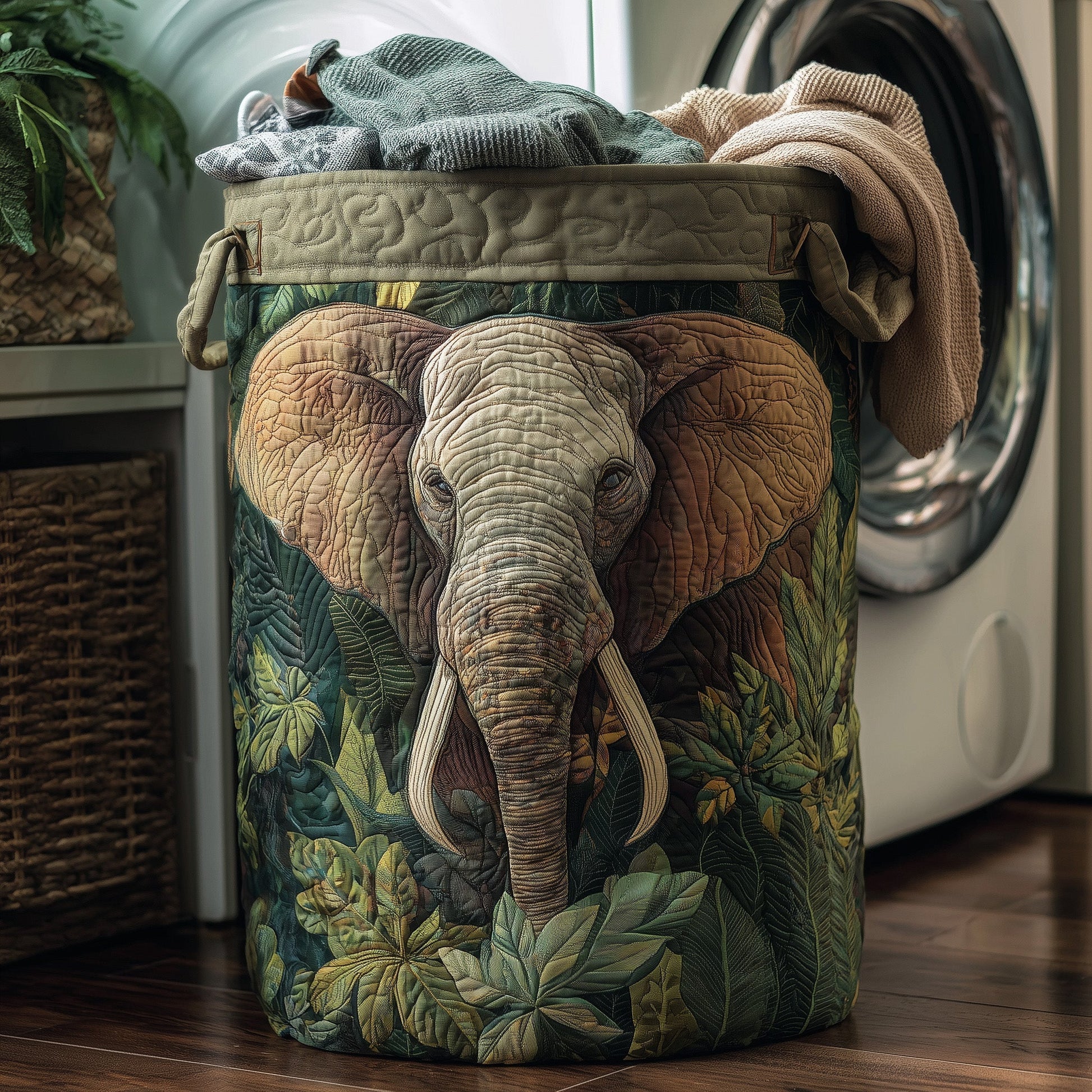 Majestic Elephant Laundry Quilted Tote
