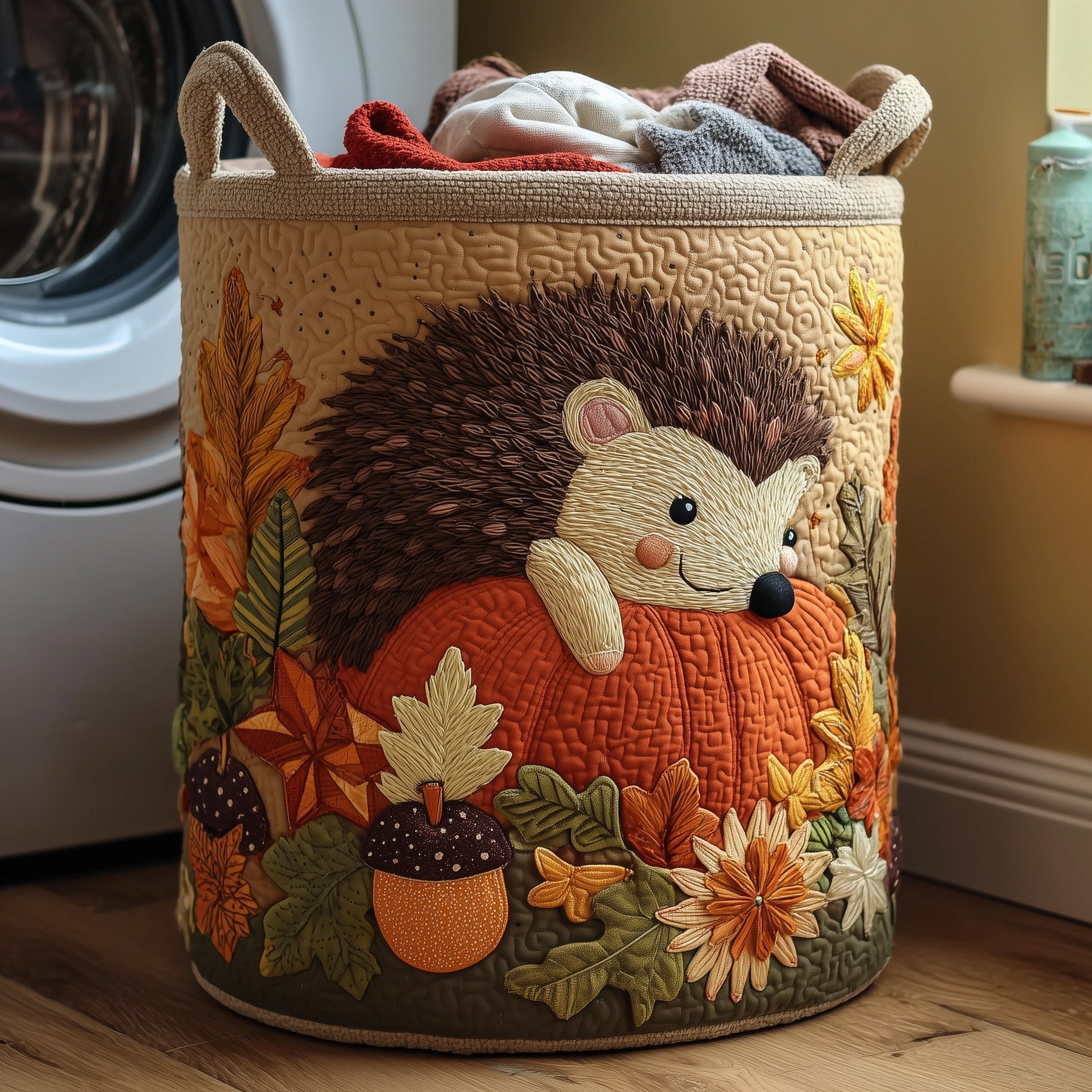 Autumn Hedgehog Laundry Tote Bag