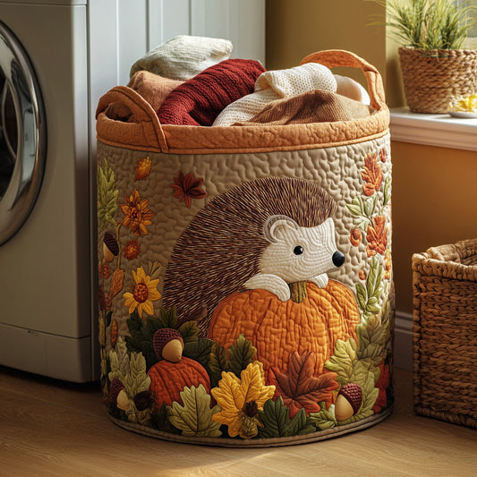 Autumn Hedgehog Laundry Quilted Tote