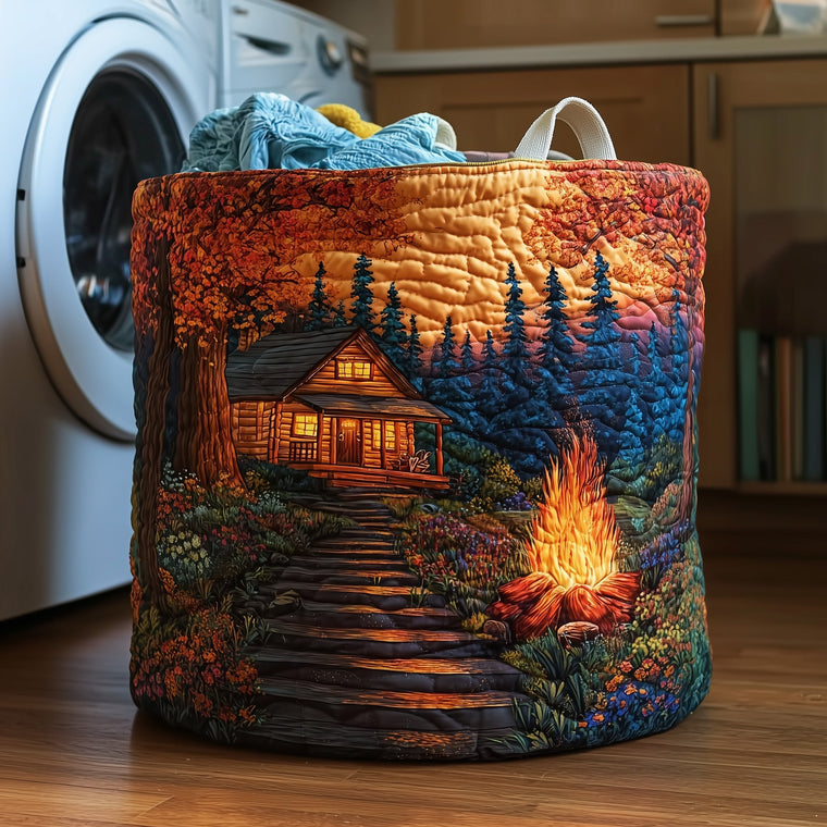The Autumn Cabin Glow Quilted Laundry Basket Tote