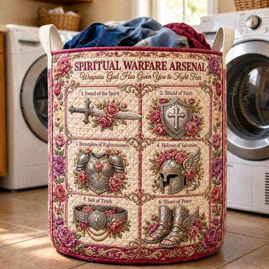 The Spiritual Warfare Arsenal Quilted Laundry Basket Tote