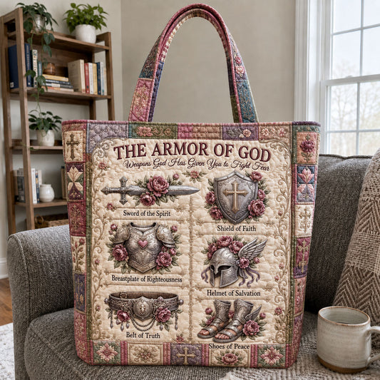 Biblical Armor Symbols Quilted Tote
