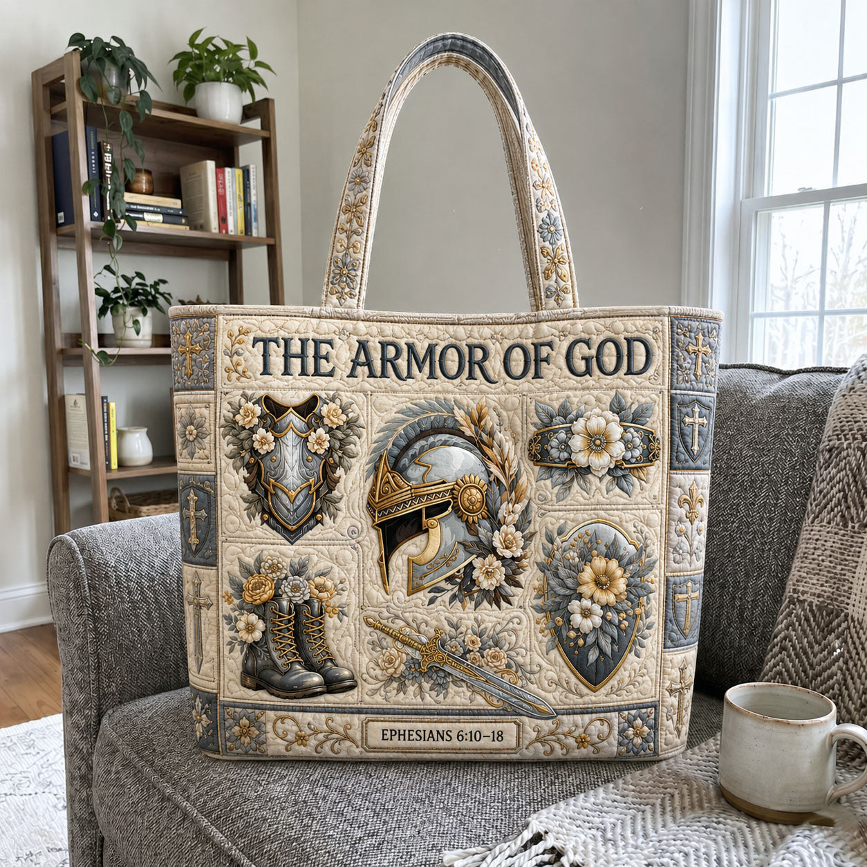 Biblical Armor Illustrations Quilted Tote