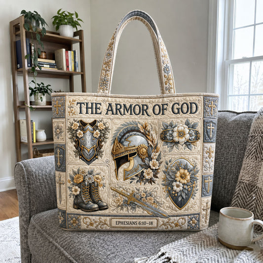 Biblical Armor Illustrations Quilted Tote