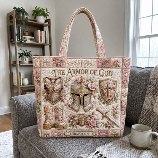 Biblical Armor Floral Quilted Tote