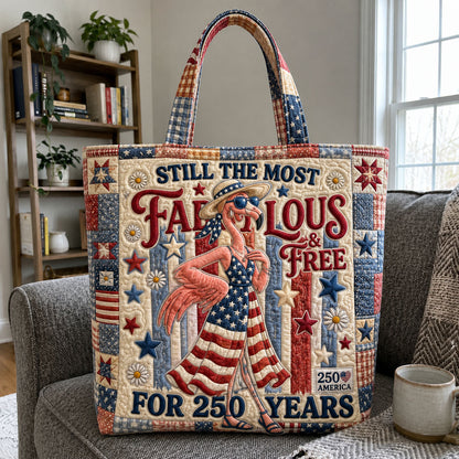 Patriotic Flamingo Stars Quilted Tote