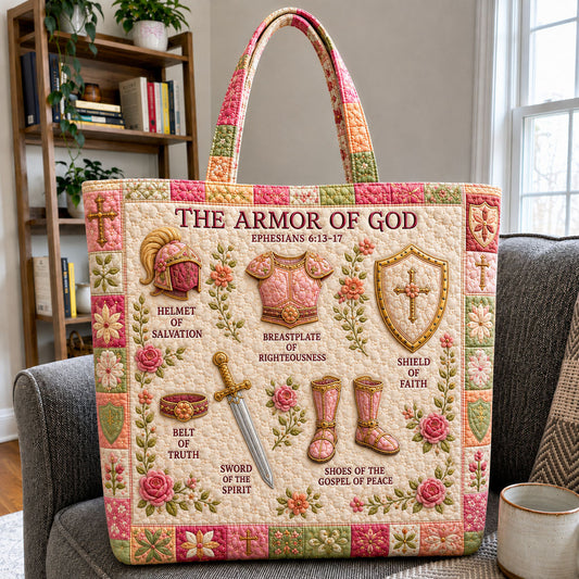 Biblical Armor Flowers Quilted Tote