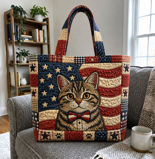 American Flag Cat Tote Bag