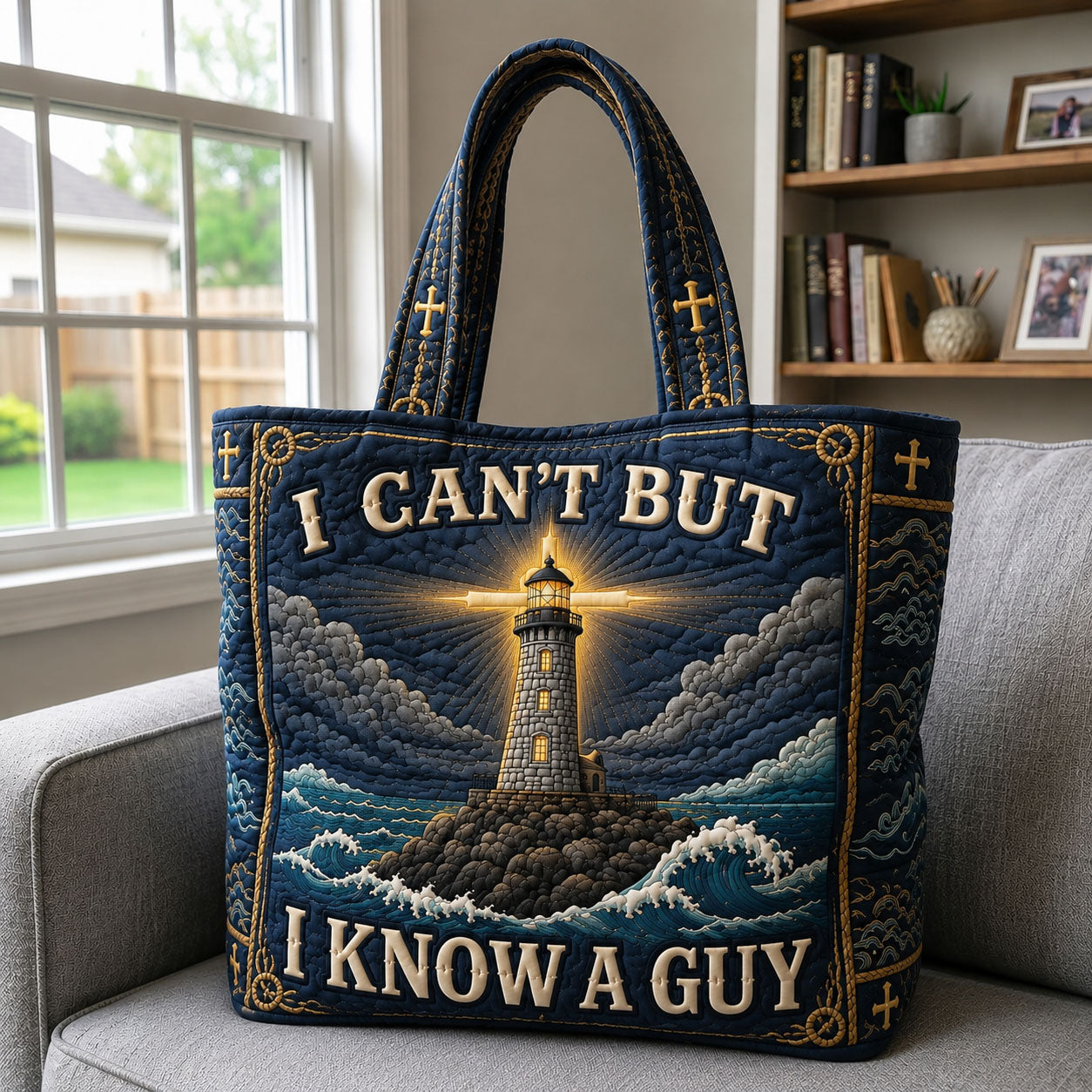 The Lighthouse Faith Quilted Tote