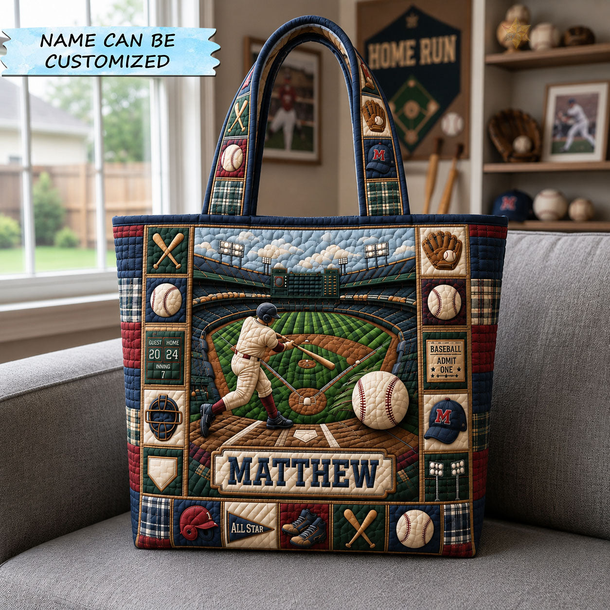 The Baseball Grand Slam Quilted Tote
