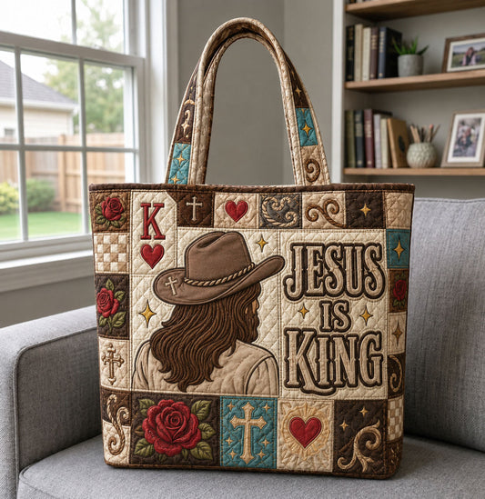 The Jesus Is King Quilted Tote