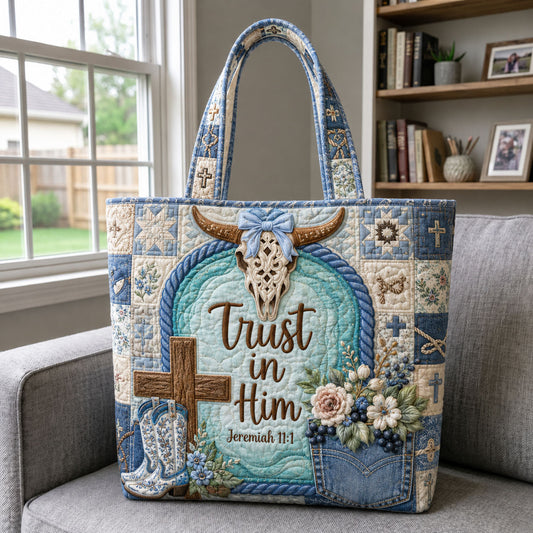 Trust In Him Western Quilted Tote