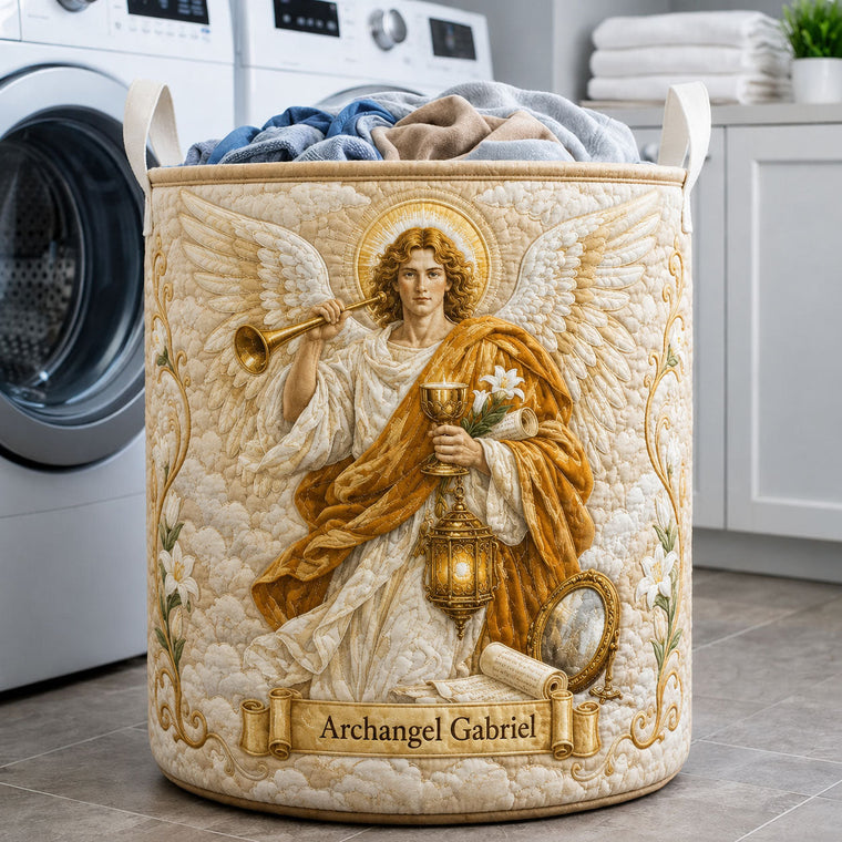 The Archangel Gabriel Divine Messenger Quilted Laundry Tote