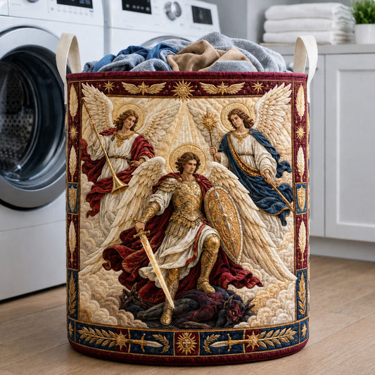 The Heavenly Archangel Trinity Quilted Laundry Basket Tote