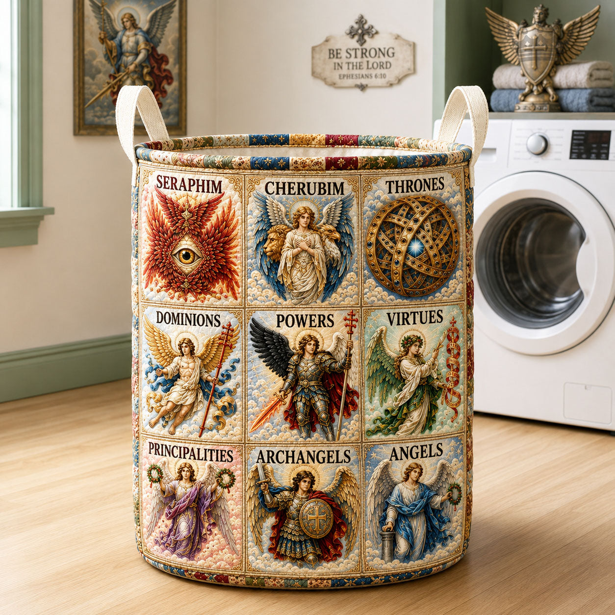 The Nine Choirs Of Angels Quilted Laundry Tote