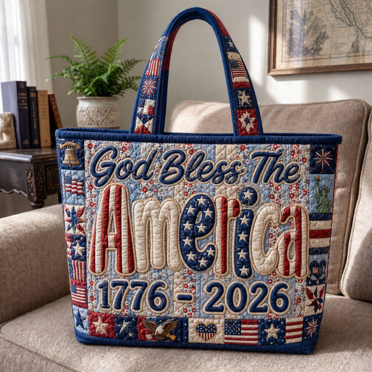 American Flag Liberty Symbols Quilted Tote