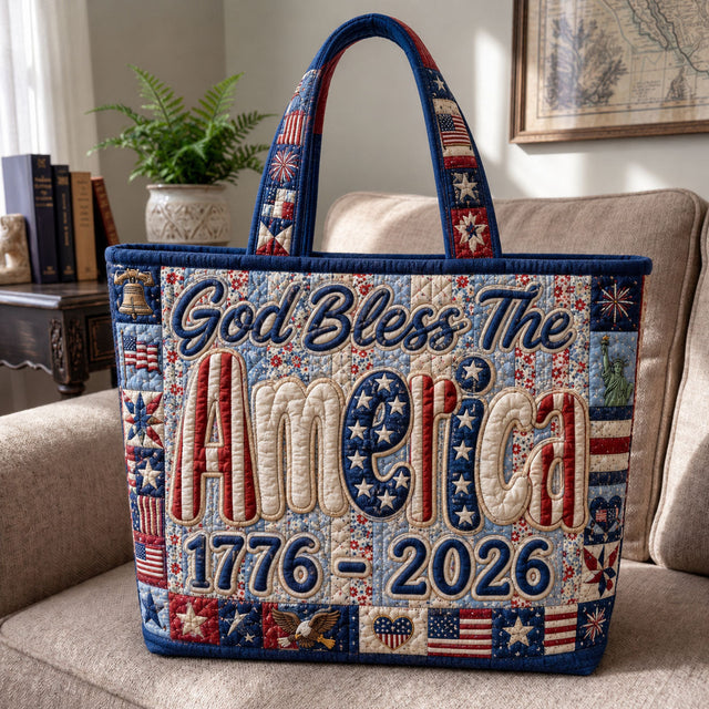 American Flag Liberty Symbols Quilted Tote