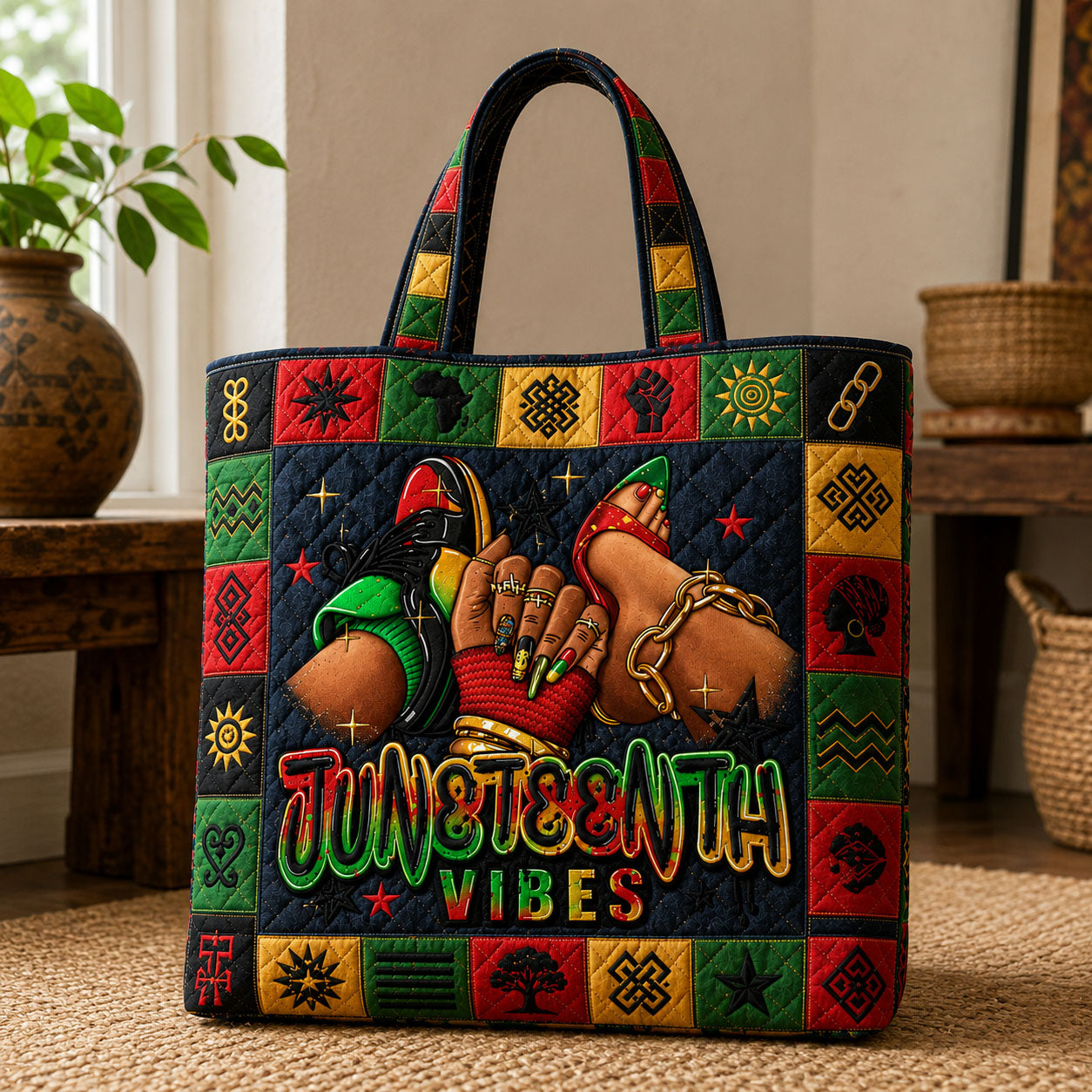 Juneteenth Celebration Artwork Quilted Tote