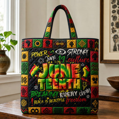 Juneteenth Freedom Symbols Quilted Tote