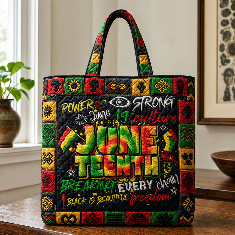 Juneteenth Freedom Symbols Quilted Tote