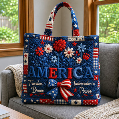 The Patriotic Flower Quilted Tote