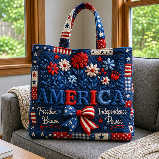 The Patriotic Flower Quilted Tote