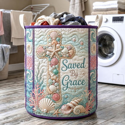 The Saved By Grace Seashell Cross Quilted Tote