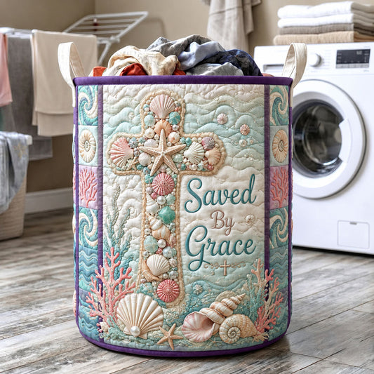 The Saved By Grace Seashell Cross Quilted Tote