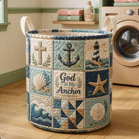 The God Is My Anchor Quilted Laundry Tote
