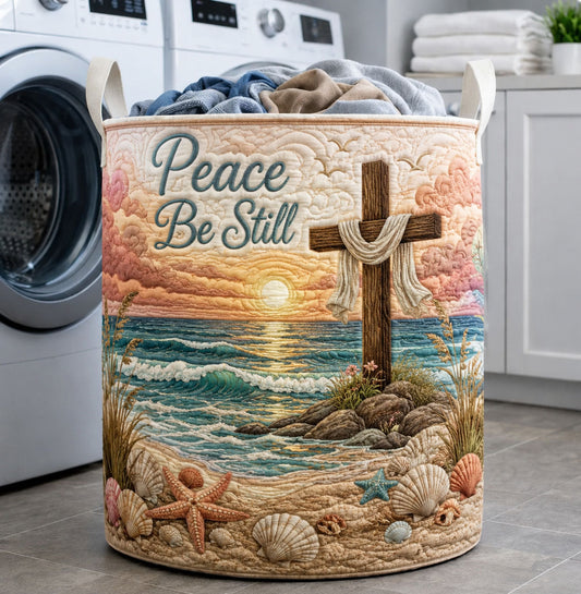 The Peace Be Still Sunset Cross Quilted Tote