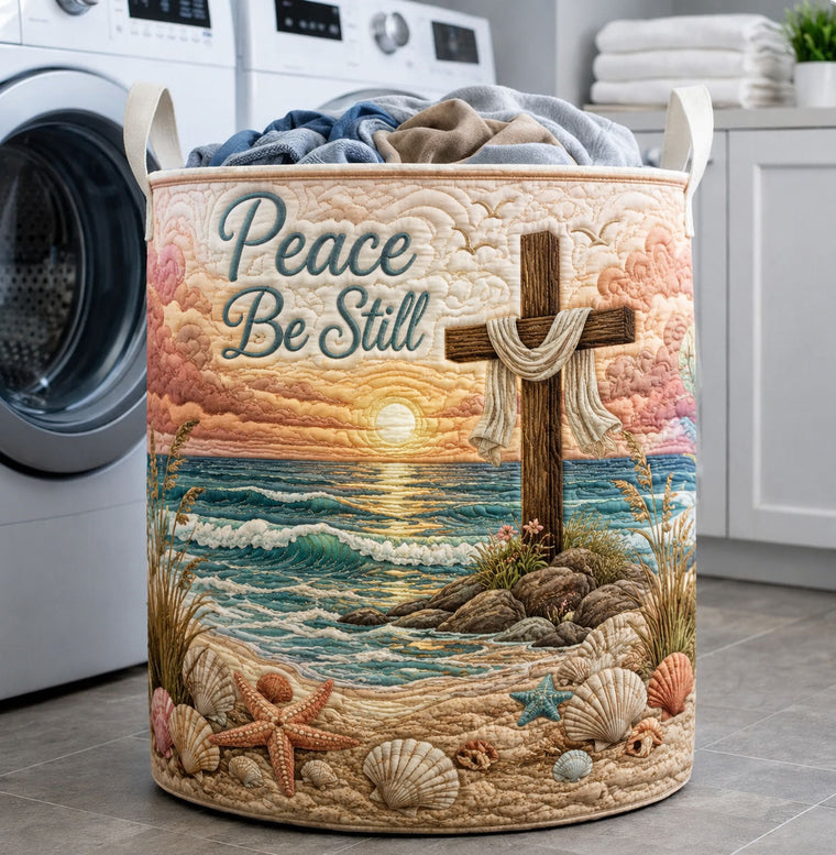 The Peace Be Still Sunset Cross Quilted Tote
