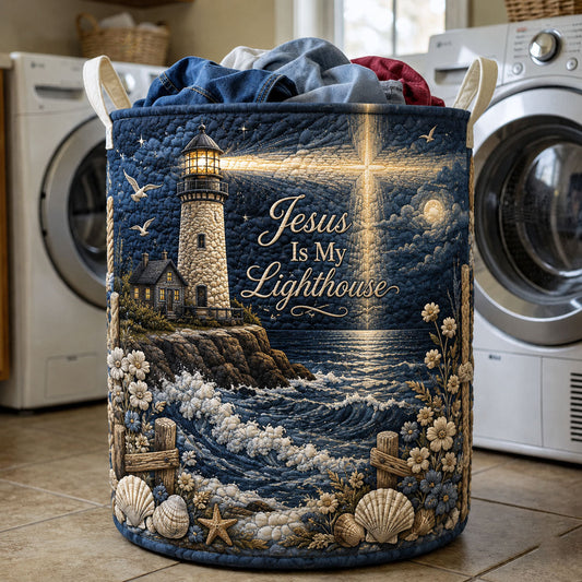The Jesus Is My Lighthouse Quilted Laundry Tote