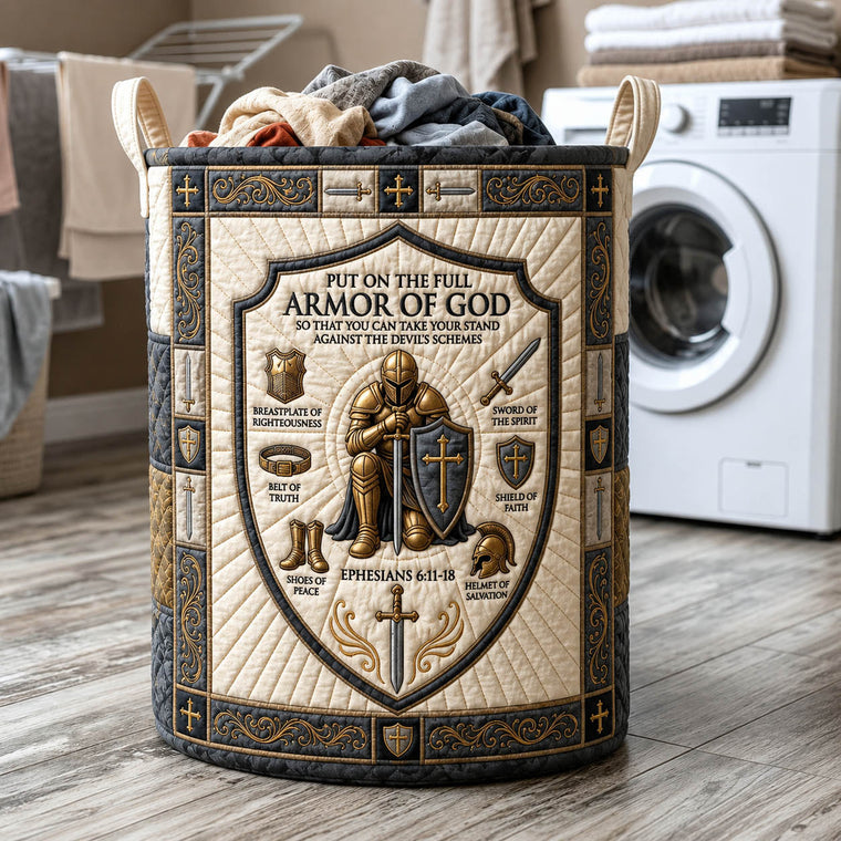 The Armor Of God Quilted Laundry Basket Tote