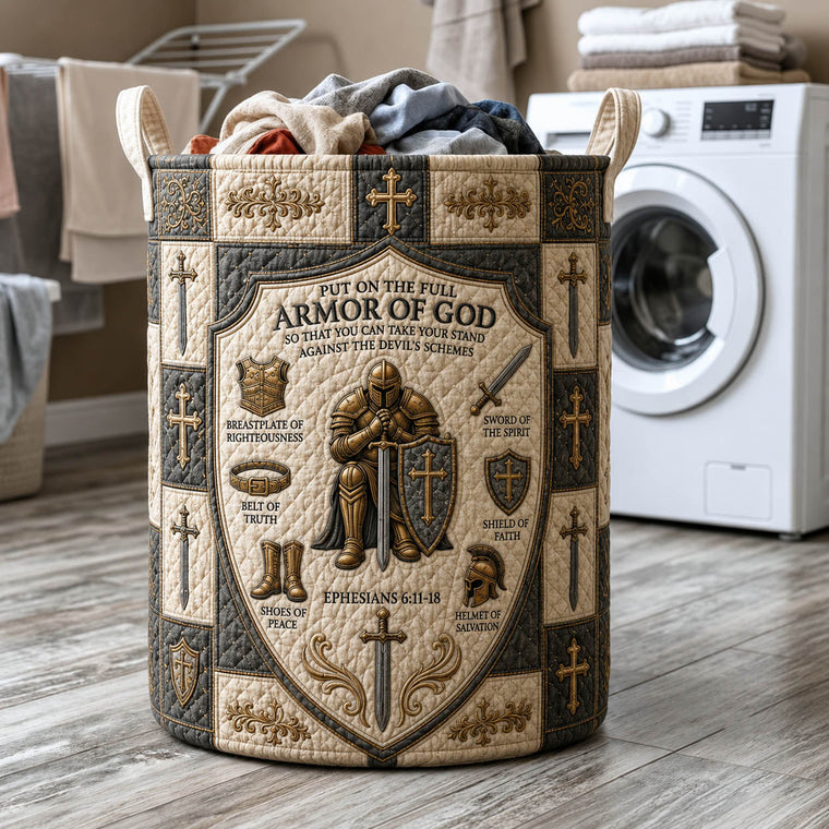 The Armor Of God Quilted Laundry Basket Tote