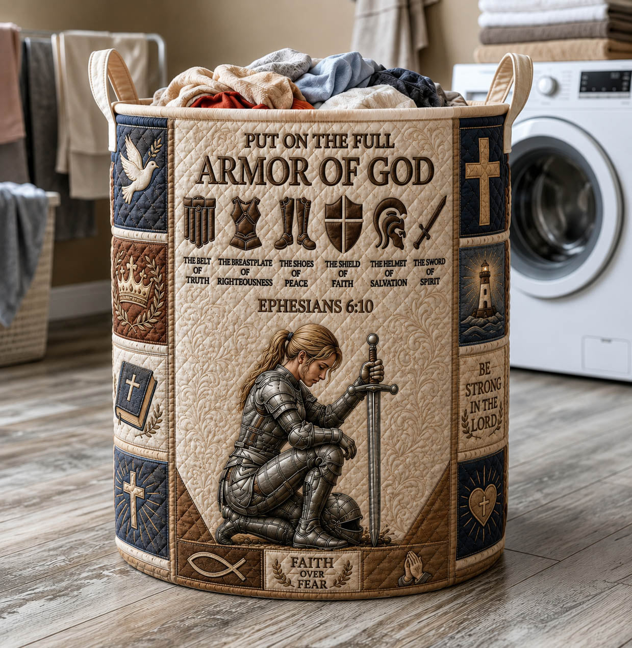 The Armor Of God Quilted Laundry Basket Tote