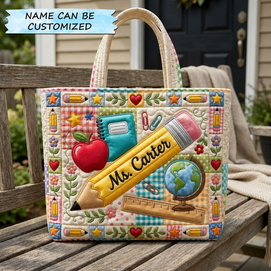 Apple Pencil Globe Notebook Quilted Tote