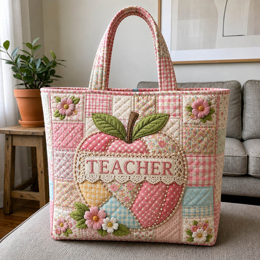 Apple Patchwork Floral Quilted Tote