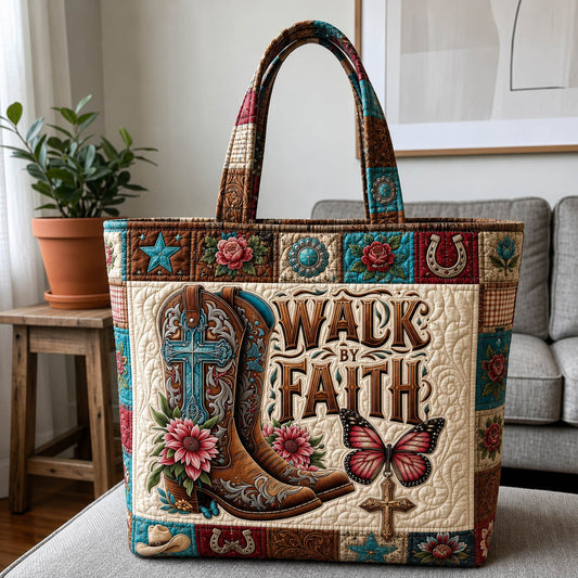 Walk By Faith Western Quilted Tote