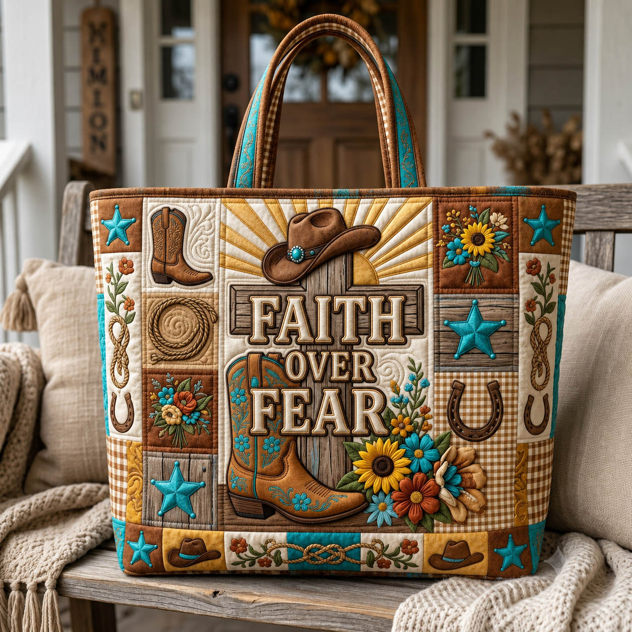 Faith Over Fear Quilted Tote