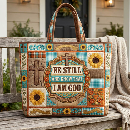 Be Still Faith Quilted Tote
