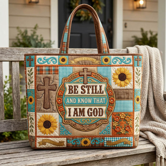Be Still Faith Quilted Tote